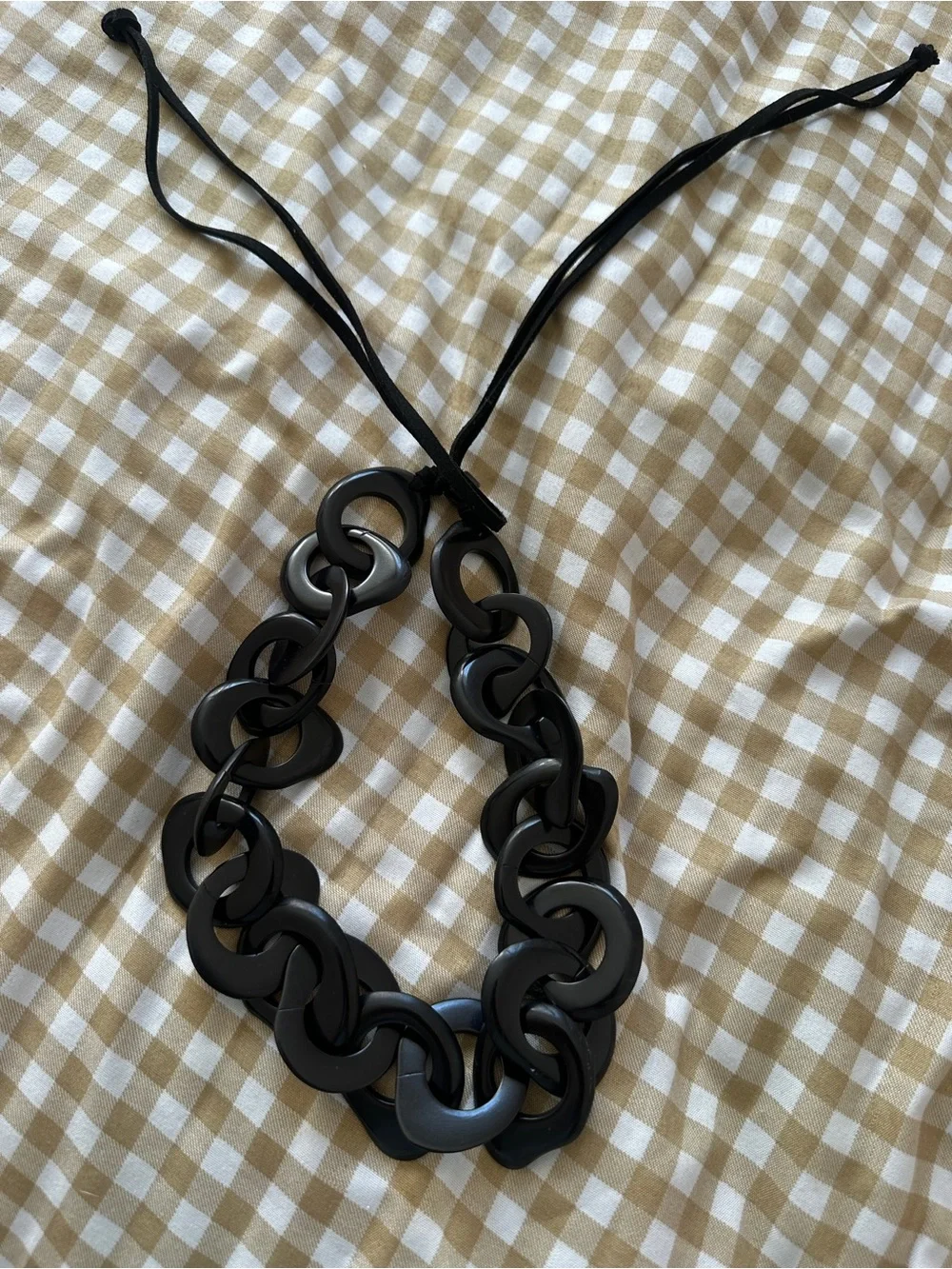 Black Linked Resin Necklace and Earrings Set